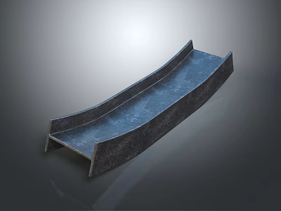 Curved Metallic Industrial Component With Smooth Surface And Support Structure Design 3d model