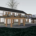 Modern Rural Self built House With Wooden Structure Glass Railings And Waterfront Veranda
