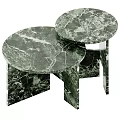 Green Marble Round Coffee Tables With Modern Elegant Unique Base Structure 3d model