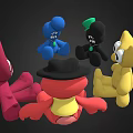 Colorful Stuffed Toys With Various Designs Including Yellow Black Red And Blue