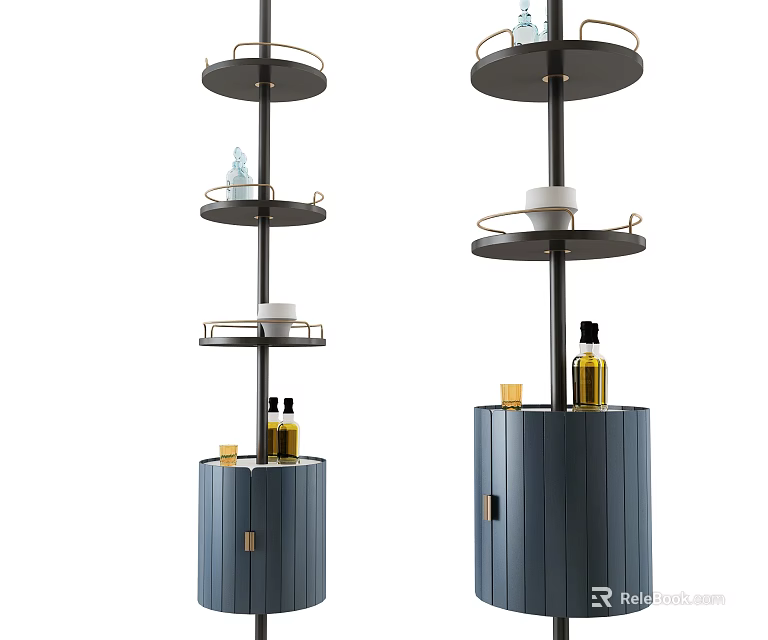Elegant Modern Multi tiered Wine Cabinet With Shelves Doors And Wine Bottles 3d model 