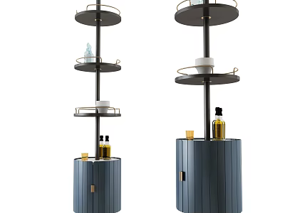 Elegant Modern Multi tiered Wine Cabinet With Shelves Doors And Wine Bottles 3d model