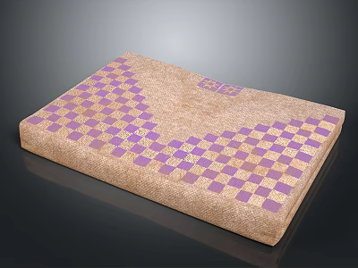 Stylish Brown Daily Use Mat Featuring Purple Checkerboard Pattern For Home Decor And Everyday 3d model