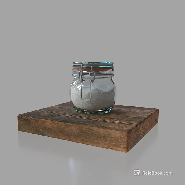 Sculpture Carving Materials Featuring Gypsum Powder In Glass Jar On Wooden Board 3d model 