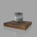 Sculpture Carving Materials Featuring Gypsum Powder In Glass Jar On Wooden Board