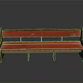 Vintage Red Wooden Bench with Worn Surface and Traditional Design Elements
