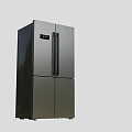 Modern Silver Double Door Refrigerator With Black Handles And Display Panel
