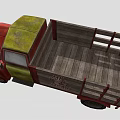 Vintage Red And Green Truck With Wooden Cargo Bed And Mr Meat Sign