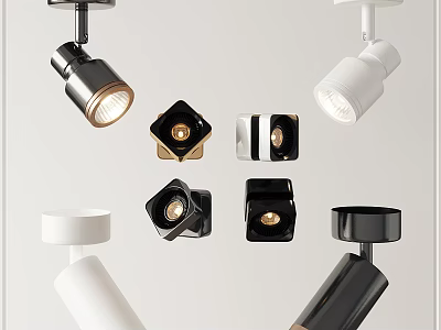Different Black And White Downlights And Spotlights With Modern Design For Home Decoration 3d model