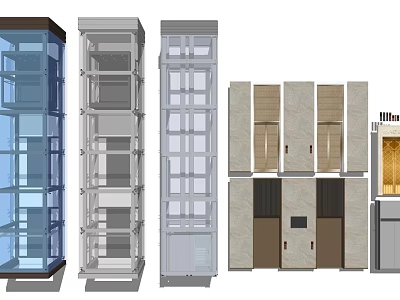 Modern Elevator Design Variations Featuring Glass Panels Metal Frames And Stone Finishes 3d model