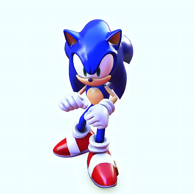 Blue Sonic the Hedgehog Character With Red Shoes And White Gloves 3d model