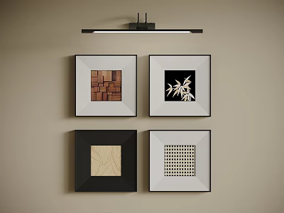 Framed Abstract Paintings Wall Decor with Various Geometric and Natural Texture Patterns 3d model