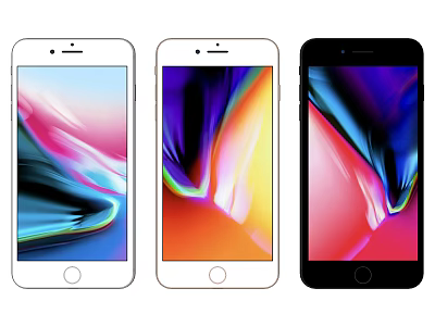Three Smartphones with Different Color Variants and Vibrant Screen Display Design 3d model