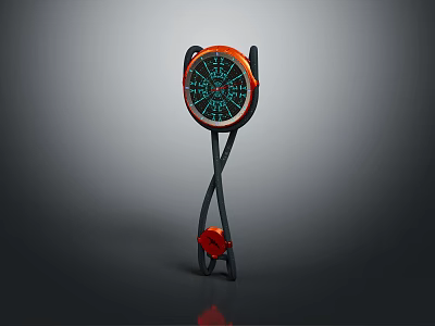 Functional Sports Equipment With Circular Dial Black Stand Orange Green Elements And Red Component 3d model