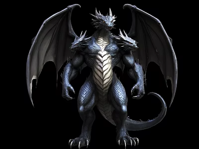 Game Movie Character Mythical Dragon With Muscular Body Scales And Wings 3d model