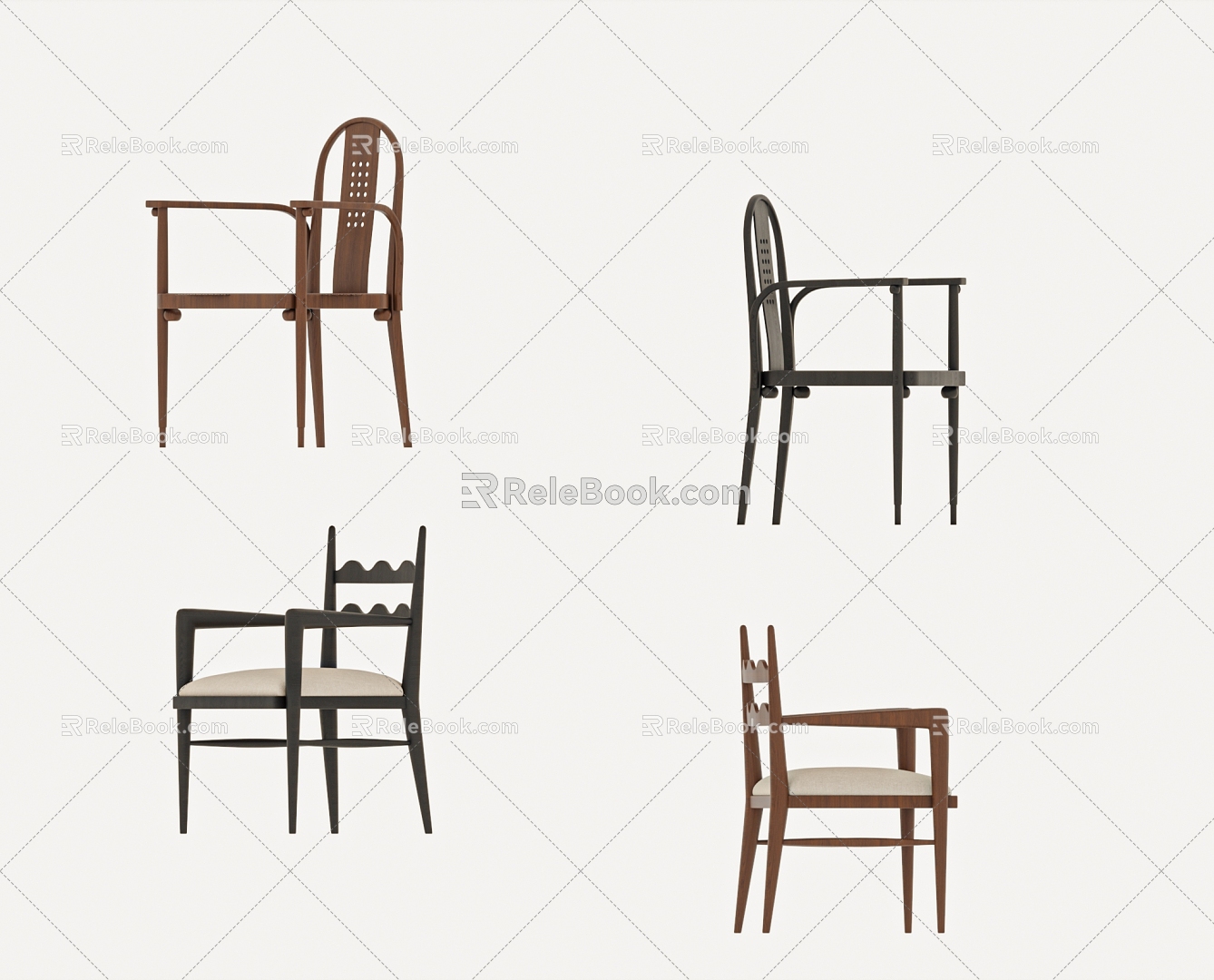 Middle Style Chair Dining Chair 3d model