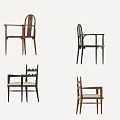 Stylish Wooden Dining Chairs With Armrests And Carved Backrests In Various Colors And Styles