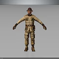 3D Human Character In Beige Explorer Costume With Brown Hat And Natural Hanging Hands