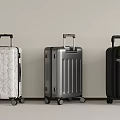 Three Stylish Storage Baskets In White Patterned Silver And Black Against Wall