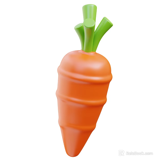 Vibrant Orange Carrot With Fresh Green Leaves Nutritious Vegetable For Healthy Diet 3d model 