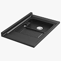Black Modern Washbasin Integrated Single Piece Design With Sink And Draining Board
