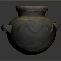Handcrafted Clay Pot Sculpture With Wavy Carvings And Two Handles Brown Surface Texture