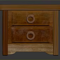 Wooden Small Drawer Cabinet With Two Drawers And Ring Handles Design