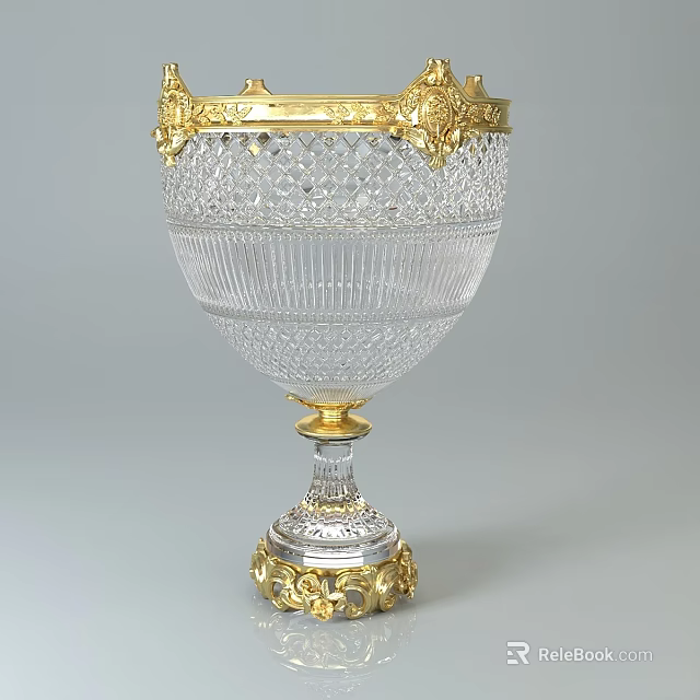 Elegant Crystal Decorative Ornament Set With Golden Trim And Luxurious Design 3d model 
