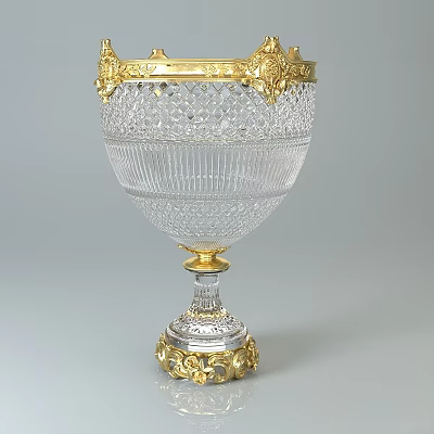 Elegant Crystal Decorative Ornament Set With Golden Trim And Luxurious Design 3d model