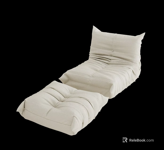 Cozy White Lazy Sofa With Plush Cushions Modern Design For Comfortable Lounging 3d model 