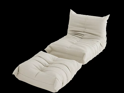 Cozy White Lazy Sofa With Plush Cushions Modern Design For Comfortable Lounging 3d model