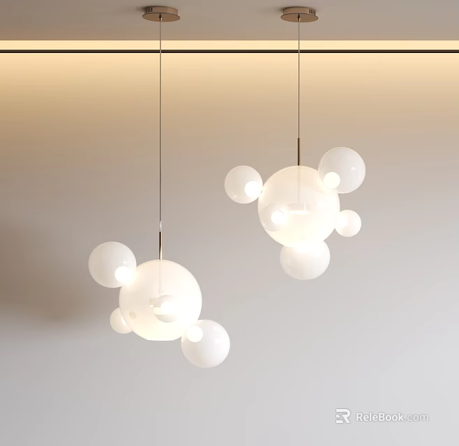 Modern White Sphere Pendant Lights with Multiple Round Globes for Interior Design 3d model 