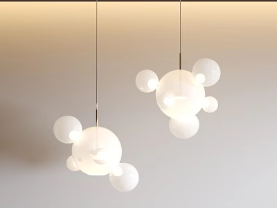 Modern White Sphere Pendant Lights with Multiple Round Globes for Interior Design 3d model