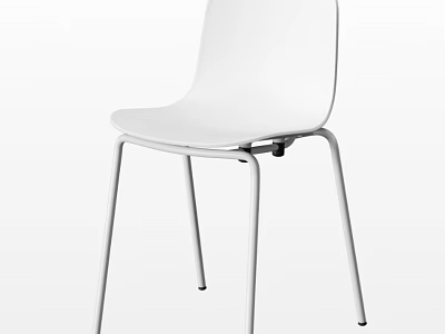 Modern Minimalist White Leisure Chair With Metal Legs And Simple Design 3d model