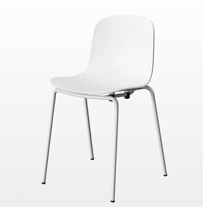 Modern Minimalist White Leisure Chair With Metal Legs And Simple Design 3d model