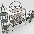 Ornate Iron Shelving Units With Multi Tier Shelves And Decorative Scrollwork For Home Storage