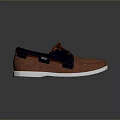 Comfortable Casual Boat Shoes Featuring Brown Upper Navy Blue Accents And White Sole