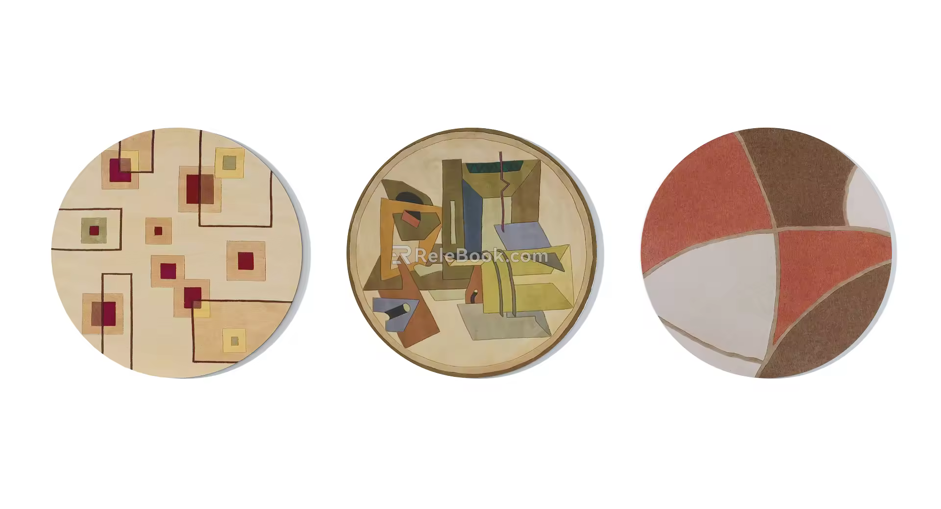 Modern Round Carpet brown Abstract Round Carpet Combination 3d model