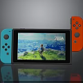 Nintendo Switch Game Console With Blue Red Controllers And Screen Showing The Legend of Zelda