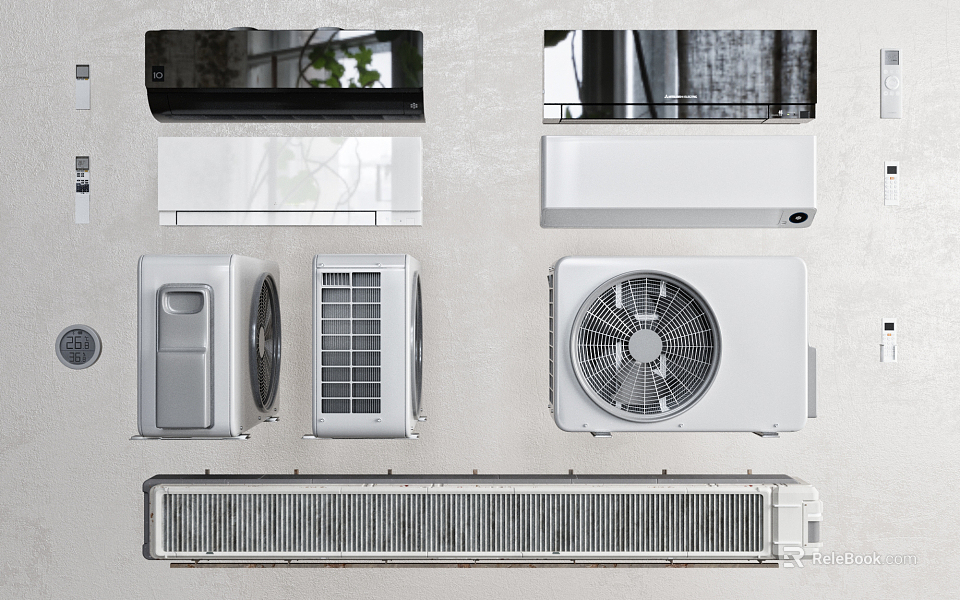 Various Types Of Air Conditioners And Fans For Home Cooling Solutions 3d model 