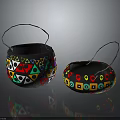Handwoven Decorative Household Baskets With Colorful Geometric Patterns And Handles