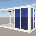 White Container Outdoor Structure with Open Design and Window Blinds 3d model