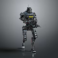 Futuristic Robot Character With Mechanical Armor And Combat Weapon Design