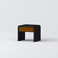 Modern Minimalist Bedside Table with Black Frame and Brown Wooden Panel