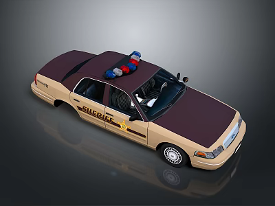 Brown And Beige Police Car With Roof Mounted Lights And POLICE Text 3d model