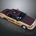 Brown And Beige Police Car With Roof Mounted Lights And POLICE Text
