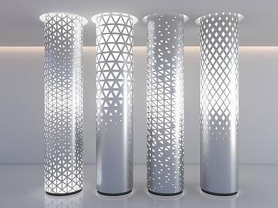 Hollow Cylinder Transparent Column Luminous Stainless Steel Column Science and Technology Decorative Column Gradient Perforated Column model