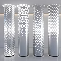 Hollow Cylinder Transparent Column Luminous Stainless Steel Column Science and Technology Decorative Column Gradient Perforated Column 3d model