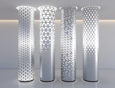 Hollow Cylinder Transparent Column Luminous Stainless Steel Column Science and Technology Decorative Column Gradient Perforated Column 3d model