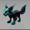 Mythical Teal And Purple Fox Character With Pointed Ears Large Eyes Fluffy Tail